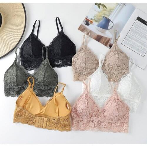 Floral Lace Bras for Women Beauty Back Underwear Female Wire Free Lace Bralette Push Up Bra Brassiere Sexy Lingerie