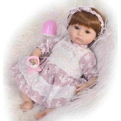 Hot sale 17 Inch Baby Girl Reborn Toy Realistic Soft Silicone Boneca Reborn Dolls 43 cm Lifelike Princess Newborn Doll Stuffed