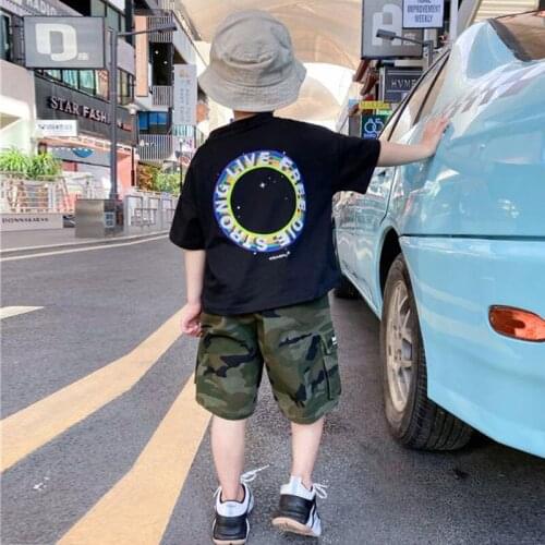 Summer Children Boy Clothes Sets Kids 2pcs Short Sleeves T-Shirt Suits Camouflage Shorts Child Clothing Suits FOR 3-10 YEARS