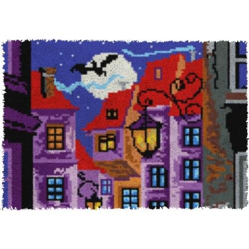 Moon Latch Hook Kits Rug Plush Wall Tapestry Kits Crochet Floor Mat Thick Yarn Cushion Arts & Crafts