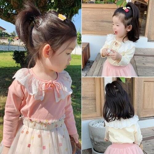 Autumn Toddler Childrens Clothing Long Sleeve Kids Casual T-shirts Princess Sweet Lace Sweatshirts Tops Wear