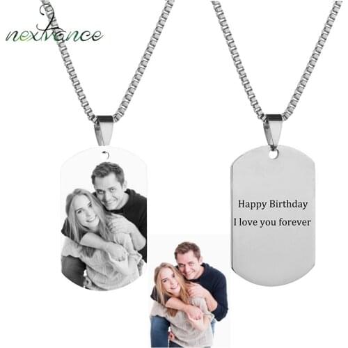 Nextvance Stainless Steel Custom Photo Name Pendant Necklaces Personalized Engraved Necklace For Boyfriend Birthday Gift