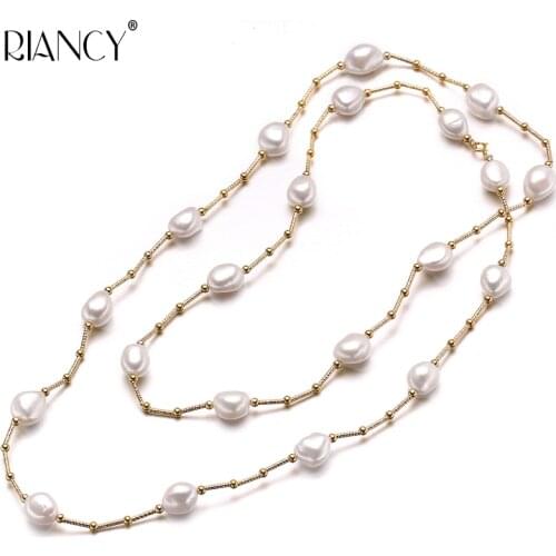 High Quality Fashion white Long Pearl Necklace Baroque Natural Freshwater Pearl Pearl Jewelry For Women Necklace Accessories