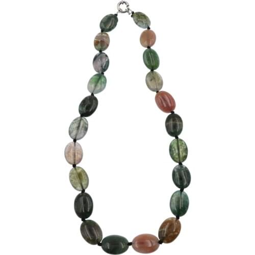 Vintage Strand Necklace for Women Natural Stone Indian Agat Beads Egg Beads Choker Short Chain Necklaces Jewelry 17"B37