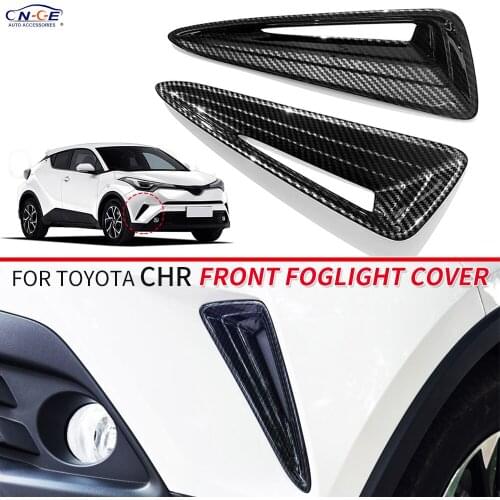 For Toyota CHR C-HR Front Foglight cover accessories fog lamp frame ABS Carbon Fiber Style Car Styling 2018 2019 2020