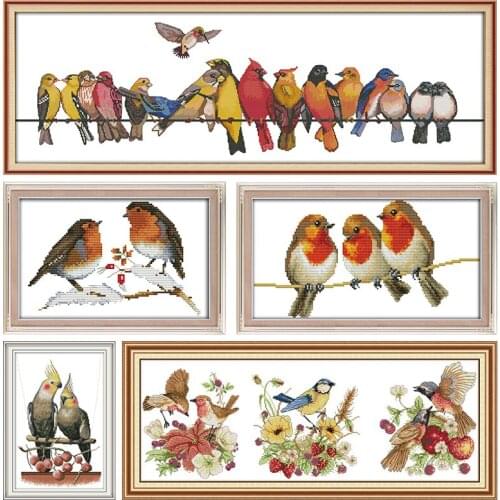 The Birds Gathered Cross Stitch Kits Stamped Printed 11CT 14CT Painting Counted Patterns Crafts Decor Embroidery Needlework Sets