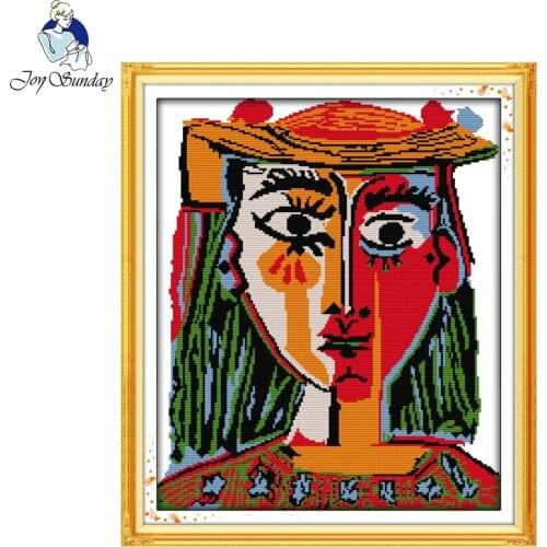 Joy sunday figure style Picasso wear a hat of the woman cross stitch kits modern embroidery painting by hand crafts