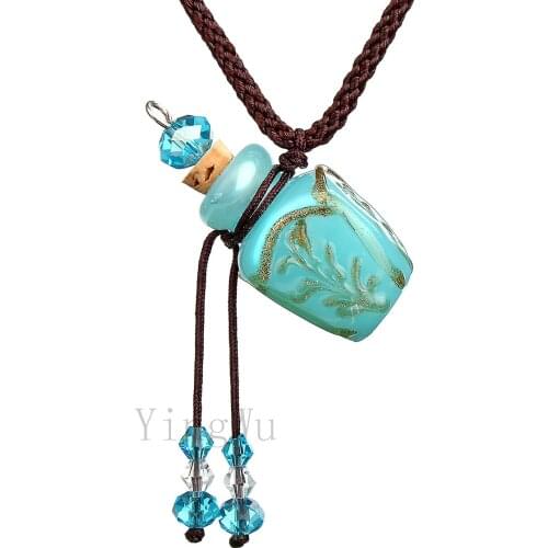 Yingwu 12pcs Murano Glass Pendant Necklace Flower Aromatherapy Essential Oil Bottle Statement Necklace Women Accessories