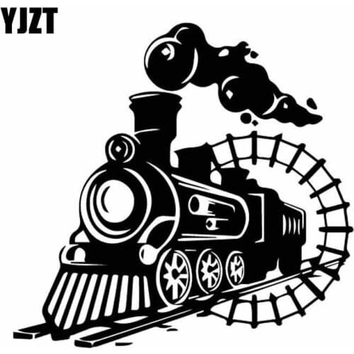 YJZT 17.8CM*17CM Delicate Smoke Billows Train Original Cartoon Vinly Decal Artist Decor Car Sticker Black/Silver C27-0943