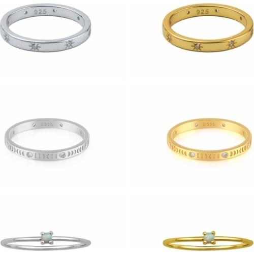 AIDE 925 Sterling Silver Rings with Bijou Finger Ring For Women Fashion Party Wedding Jewelry Diamond Gold Ring as Girl Gift CZ