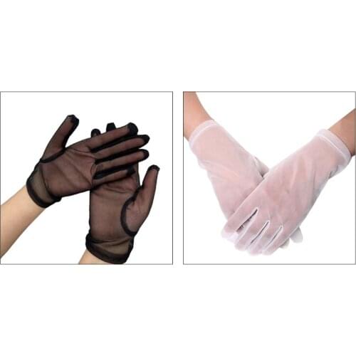 Women Mesh Lace Gloves Full Finger Elegant Tulle Glove Cosplay Costume for Party