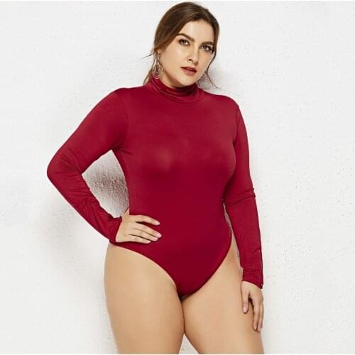 Turtleneck Slim Body Women Sexy Bodysuits Autumn Winter Clothing Streetwear Basic High Elastic Casual Jumpsuits Plus Size 5XL