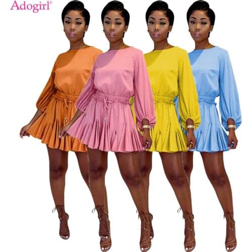 Adogirl Women Solid Shorts Skirts Jumpsuit Ruffles Long Lantern Sleeve Loose Casual Playsuit Drawstring Waist Holiday Overalls