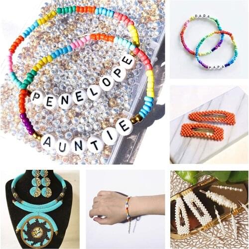 1Box Round Plastic Seed Beads Spacer Charms Jump Rings Scissor for DIY Bracelets Anklet Jewelry Making Finding Crafts Supplies