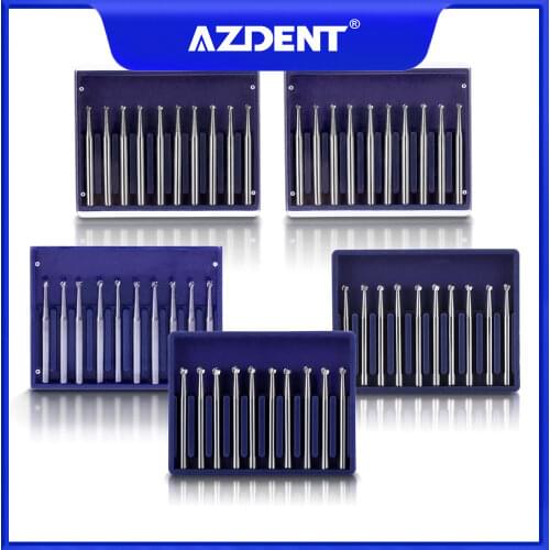 10Pcs/Box Dental Carbide Burs FG Round Dental Lab Clinic Tungsten High Speed Drills Handpieces FG1 FG2 FG3 FG4 FG5 Length 19mm