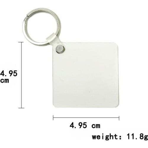 100pcs/lot Wholesale Fashion diy OEM Sublimation Wooden blank Key Rings White MDF Key Chain for Heat Press square key chain