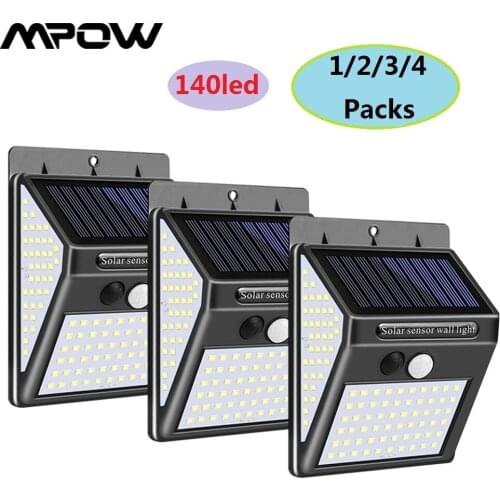 140LEDs Solar Garden Light for MPOW PIR Motion Sensor Wall Light IP65 Waterproof 270° Wide Angle New Security Street Solar Lamp