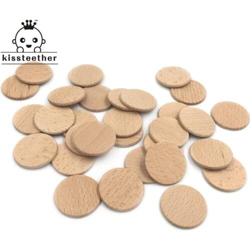 37mm 1.5" Eco Friendly Flat Beech Wood Slice Ring Circle Wooden Nursing Charm DIY Wood Mat Pad Teether Pattern