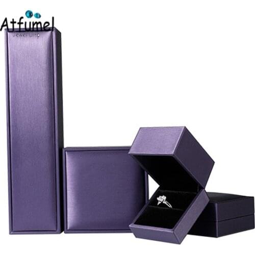 Wholesale 4Pcs Soft PU Jewelry Storage Gift Box Purple Birthday Engagement Ring Earring Necklace Bangle Jewelry Organizer Box