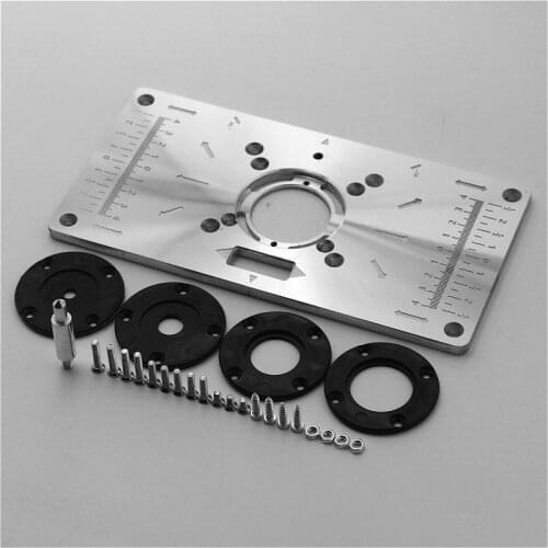 Router Table Plate 700C Aluminum Router Table Insert Plate W/ 4 Rings Screws for Woodworking Benches Trimming Boring and Milling