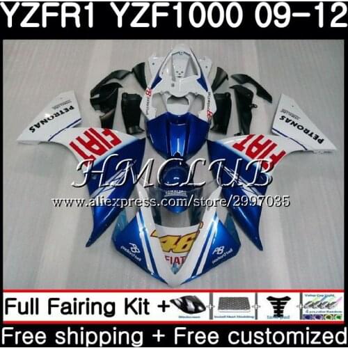 Bodys For YAMAHA YZF-1000 YZF R1 2009 2010 2011 2012 9HC.9 YZF-R1 YZF 1000 R 1 YZF1000 YZFR1 09 10 11 12 Blue white Fairings