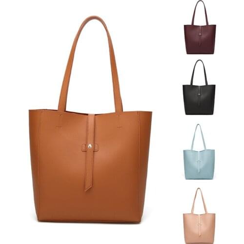 Large Capacity Tote Bag For Women PU Leather Shoulder Bag Vintage Handle Bag Trendy Lychee Pattern Lady Shopping Pouch