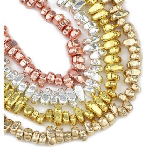 JHNBY Rose Gold, silvers Hematite irregular gravel Natural Stone 4~10mm Loose beads for Jewelry making bracelet DIY Accessories