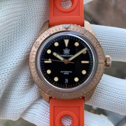 STEELDIVE 200m Diver Bronze Watch automat mechan C3 Super Luminous Automatic Mechanical Watches Men CuSn8 automat dive watch man