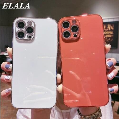 Luxury Electroplate Phone Case for iPhone 11 Pro Max 12 Mini XS Max X XR Solid Color Soft TPU Shockproof Protective Back Cover