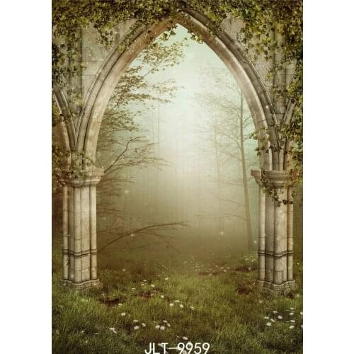Fantasy Photography Backdrops Grassland Portrait Door Woodland Party Photo Background Vinyl Cloth for Photo Studio Photoshoot