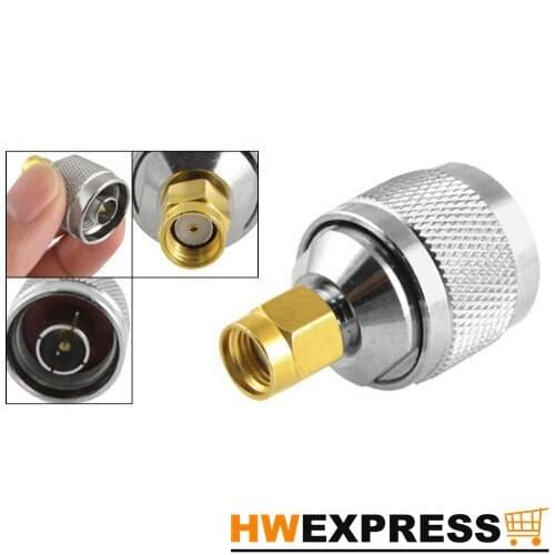 HWEXPRESS Wholesale 5 X New Silver N Type Male to RP-SMA Male Plug Adapter Coaxial Cable Connector