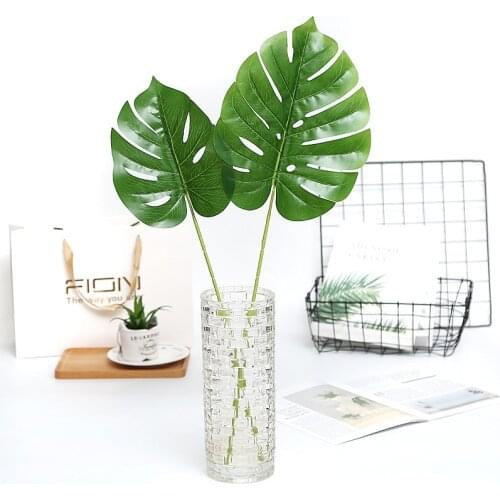 4pcs/lot Artificial Turtle Leaves Latex Green Plant Branch Home Decorative Wedding Wall Simulation Plant Branch Fake Leaf