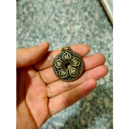 CHINA antique brass fengshui Purple Gold Flower small Statue Metal crafts family decorations Necklace pandent