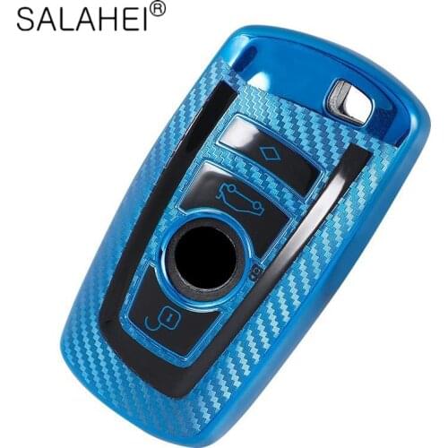 Colorful Carbon Fiber Car Key Case For BMW F30 F20 F10 F18 F22 F01 X3 X4 F06 F02 M3 M5 Smart Keychain Remote Control Shell Cover