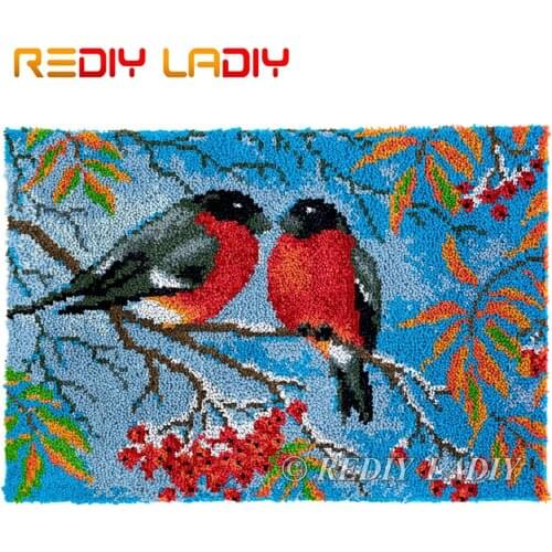 Latch Hook Kits Birds of Love Chunky Yarn Embroidery Crocheting Tapestry Kits Needlework Arts & Crafts DIY Carpet Rug 85*58cm