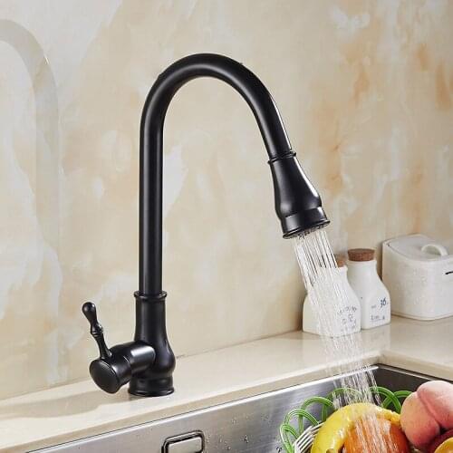 Kitchen Faucets Single Handle Black/Chrome Pull Out Kitchen Faucet Single Hole Handle Swivel 360 Degree Sink Mixer Tap Mixer Tap