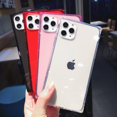 Square Shockproof Clear Silicone Phone Case For iPhone 12 Pro 11 Pro Max XS Max XR 7 8 Plus X Soft Solid Transparent Back Cover