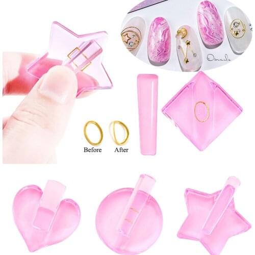 Star Heart Shape Nail Art Embossed Mold Metal Hollow Slice Frame Bend Curve Tools Pink Acrylic Radian Stick Decorations Manicure