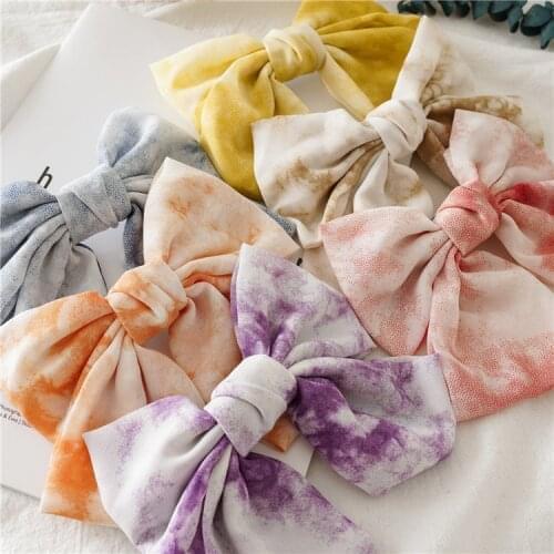 New tie dye bow knot spring clip womens hair 10 cm knot fabric hair clip