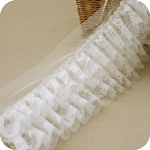 New Arrival Romantic DIY Handmade Elegent White Lace Trims Multi-layers Plated Ruffled Lace for DIY Accessary W033