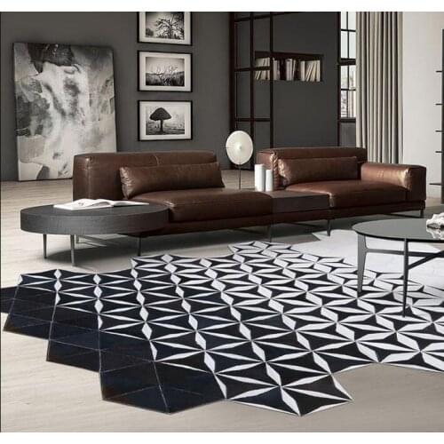 New fashion cowhide rug modern neoclassical living room carpet sofa table bedroom bedside luxury cow hair carpet