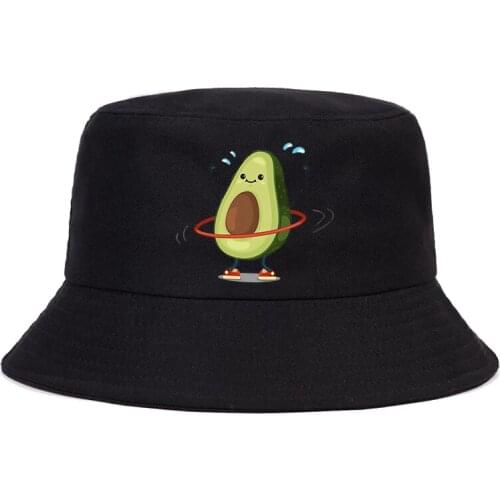 New hot sale printed kawaii cartoon Summer Hat Women Men Panama Bucket Cap The Design Flat Visor avocado Fisherman Hat