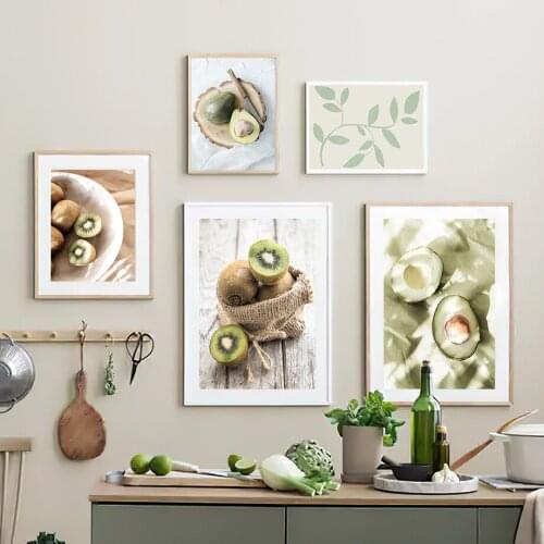 Simple Green Fruit Kiwi Art Wall Poster Lemon Avocado Canvas Painting Dining Room Living Room Home Decoration Cuadros Decorative