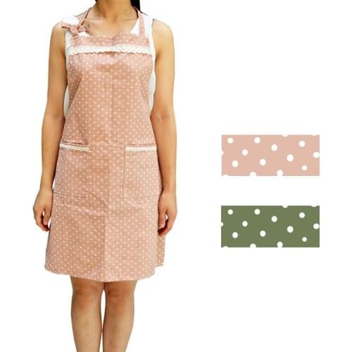 Simple Adjustable Cute Polka Dot Lace Bib Apron with two pockets waiter cook chef kitchen tools aprons for woman