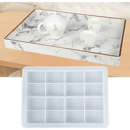 Rectangle Tray Crystal Epoxy Resin Mold Serving Board Plate Placemat Silicone Mould DIY Crafts Decorations Casting Tool