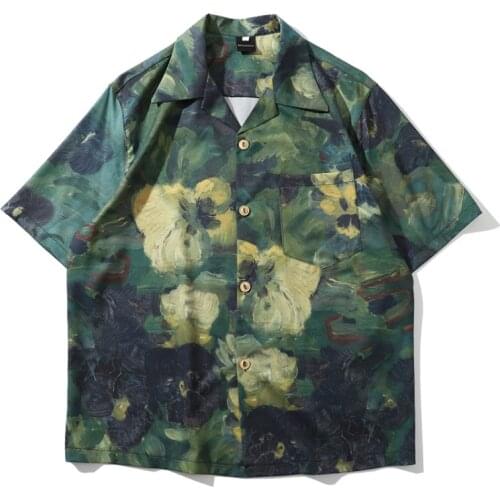 Retro Painting Graffiti New Shirts For Men Clothing Short Sleeve Loose Beach Hawaiian Summer Button Up Shirt Women Camisa Hombre