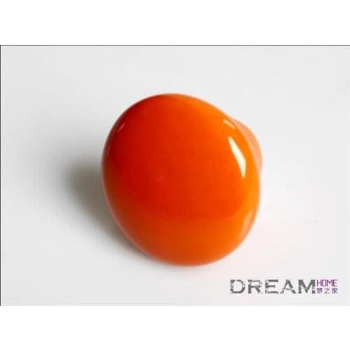 Furniture Cabinet Handle Cartoon Children Colorful Ceramic Knob-Orange (D:32mm H:24mm)