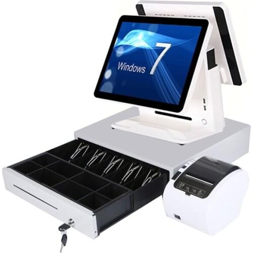 New 15 inch dual screen display touch computer double screen all in one pos system restaurant cash register