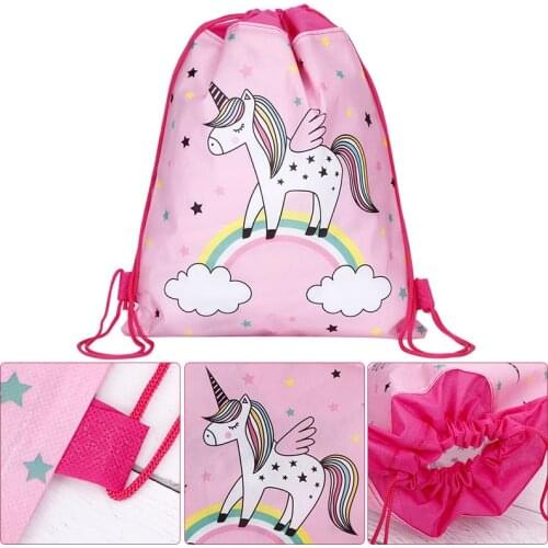 Unicorn Drawstring bag for Girls Travel Storage Package Cartoon School Backpacks Children Birthday Party Favors