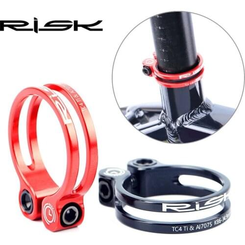 Risk Ultralight Bike Seat Post Clamps for 31.8mm 34.9mm MTB Road Bicycle Seatpost Quick Release Clamp Collar with Titanium Bolts